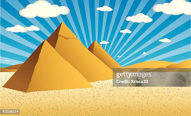 pyramids in egypt - nile river stock illustrations