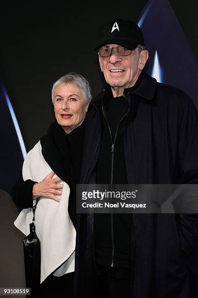 Leonard Nimoy and his wife Susan Bay attend the "Star Trek" DVD and Blu-Ray release party at the Griffith Observatory on November 16, 2009 in Los...