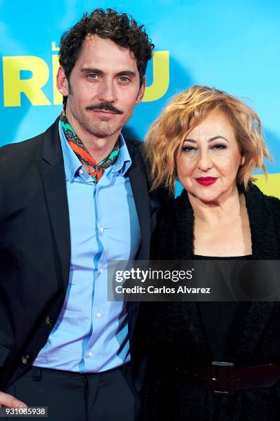 Paco Leon and Carmen Machi attend 'La Tribu' premiere at the Capitol cinema on March 12, 2018 in Madrid, Spain.