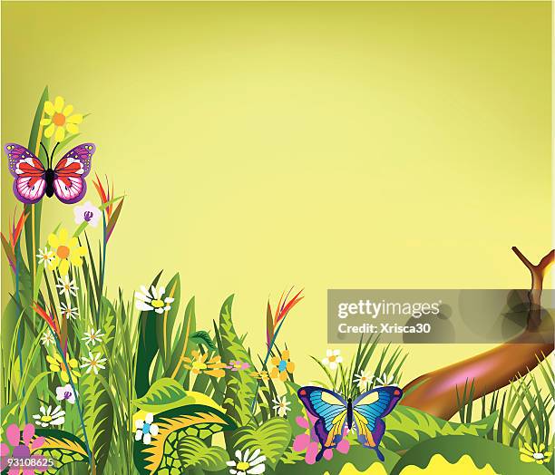 spring meadows background - vegetable patch stock illustrations