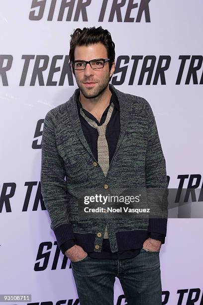 Zachary Quinto attends the "Star Trek" DVD and Blu-Ray release party at the Griffith Observatory on November 16, 2009 in Los Angeles, California.