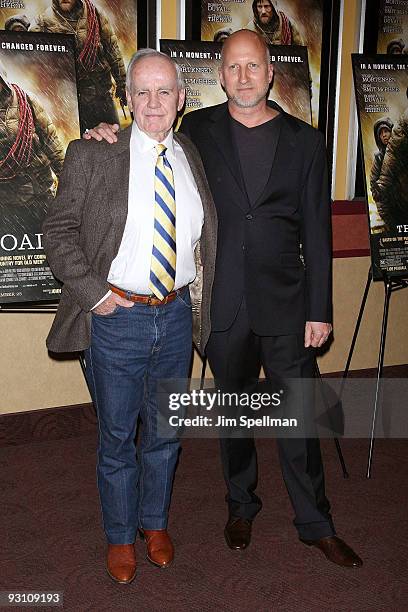 Writer Cormac McCarthy and Director John Hillcoat attend the premiere of "The Road" at Clearview Chelsea Cinemas on November 16, 2009 in New York...