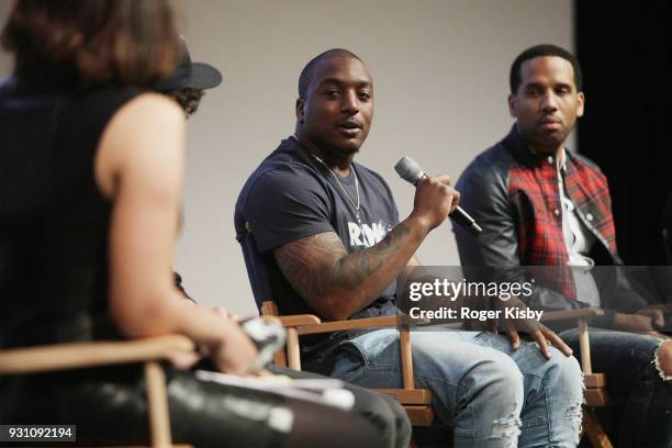 Cleveland Browns running back Duke Johnson speaks at the panel for "Warriors of Liberty City" which had its world premiere screening at The Vimeo...