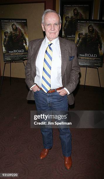 Writer Cormac McCarthy attends the premiere of "The Road" at Clearview Chelsea Cinemas on November 16, 2009 in New York City.