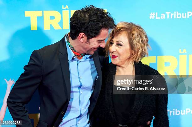 Paco Leon and Carmen Machi attend 'La Tribu' premiere at the Capitol cinema on March 12, 2018 in Madrid, Spain.