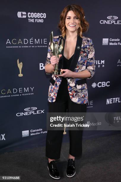 Elise Bauman poses in the press room at the 2018 Canadian Screen Awards at Sony Centre for the Performing Arts on March 11, 2018 in Toronto, Canada.