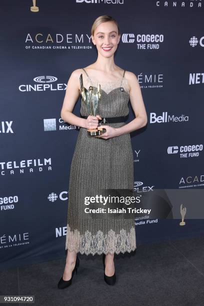 Sarah Gadon poses in the press room at the 2018 Canadian Screen Awards at Sony Centre for the Performing Arts on March 11, 2018 in Toronto, Canada.