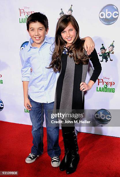 Actors Bradley Steven Perry and Ryan Newman attend the "Prep & Landing Premiere" hosted by the Disney ABC Television Group at the El Capitan Theatre...