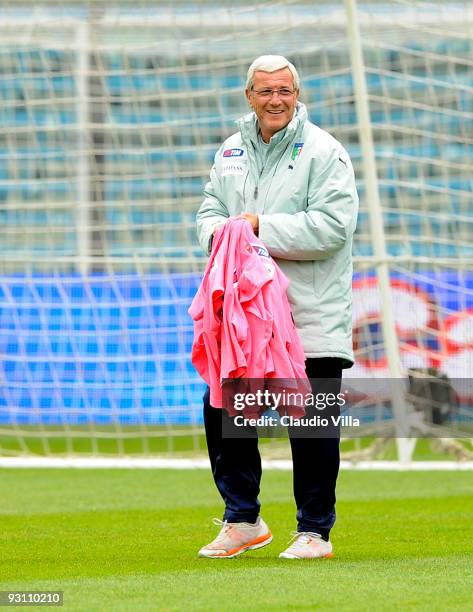 Italy Head Coach Marcello Lippi during an Italy team training session at the Dino Manuzzi Stadium on November 17, 2009 in Cesena, Italy.