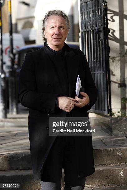 Alan Rickman attends a Memorial Service Held For Sir John Mortimer at Southwark Cathedral on November 17, 2009 in London, England.
