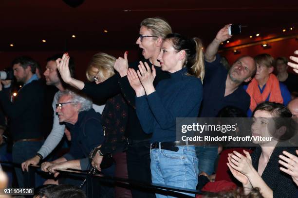 Alexandra Lamy and her sister Audrey Lamy attend "Les Monologues du Vagin - The Vagina Monologues" during "Paroles Citoyennes, 10 shows to wonder...