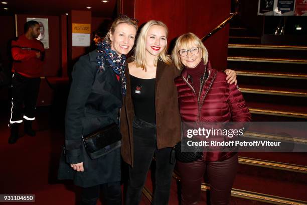 Alexandra Lamy, her Daughter Chloe Jouannet and her Mother Michele Lamy attend "Les Monologues du Vagin" during 'Paroles Citoyennes, 10 shows to...