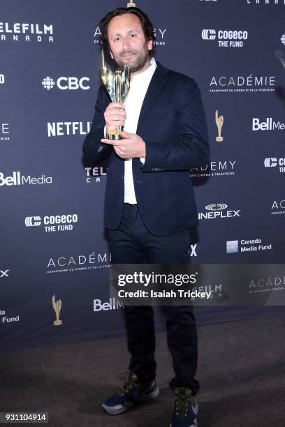 Nicolas Bolduc poses in the press room at the 2018 Canadian Screen Awards at Sony Centre for the Performing Arts on March 11, 2018 in Toronto, Canada.