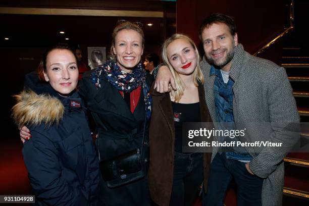 Audrey Lamy , Chloe Jouannet , her parents Alexandra Lamy and Thomas Jouannet attend "Les Monologues du Vagin - The Vagina Monologues" during...