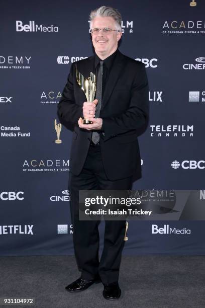 Benjamin Duffield poses in the press room at the 2018 Canadian Screen Awards at Sony Centre for the Performing Arts on March 11, 2018 in Toronto,...