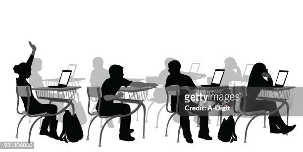 highschool laptops - classroom stock illustrations