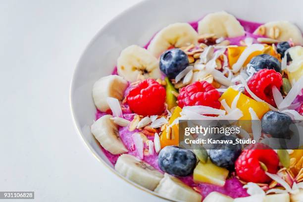 homemade acai bowl for breakfast - acai berry stock pictures, royalty-free photos & images