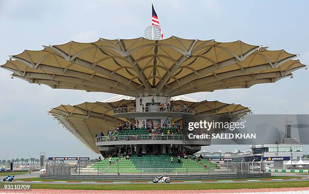 General view of the Sepang racing circuit is seen on October 24, 2009 ahead of the Malaysian Motorcycle Grand Prix. Ducati rider Stoner, who...