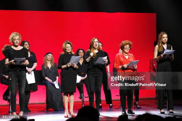 Juliette Arnaud, Charlotte Gaccio, Christelle Chollet, Nicole Calfan, Sophia Aram, Alison Wheeler, Andrea Ferreol and Eden Ducourant perform in "Les...