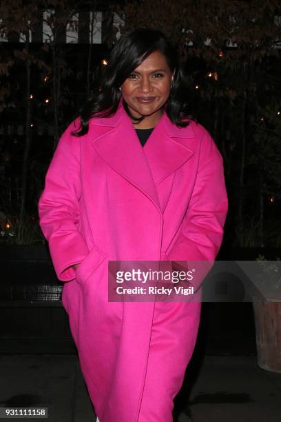 Mindy Kaling seen on a night out at Chiltern Firehouse after appearing on The One Show on March 12, 2018 in London, England.