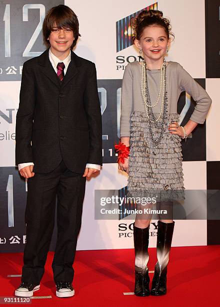Actor Liam James and Actress Morgan Lily attends the "2012" Japan Premiere at Roppongi Hills on November 17, 2009 in Tokyo, Japan. The film will open...
