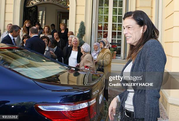 Princess Stephanie of Monaco leaves the Red Cross headquarters in Monaco after giving parcels to Monaco's residents during an annual charity...