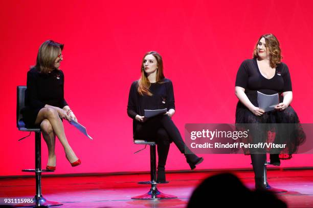 Nicole Calfan, Alison Wheeler and Charlotte Gaccio perform in "Les Monologues du Vagin - The Vagina Monologues" during "Paroles Citoyennes, 10 shows...