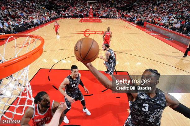 Brandon Paul of the San Antonio Spurs grabs the rebound against the Houston Rockets on March 12, 2018 at the Toyota Center in Houston, Texas. NOTE TO...