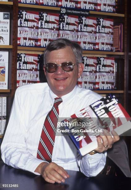 Author Tom Clancy attending "Tom Clancy Autographing New Book Executive Orders" on August 13, 1996 at Barnes and Noble Book Store in New York City,...