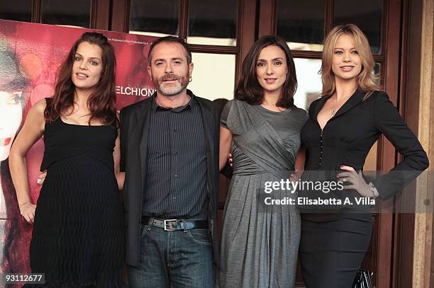 Micaela Ramazzotti, director Luciano Melchionna, Ambra Angiolini and Anna Falchi attend "Ce N'e Per Tutti" photocall at Embassy Cinema on November...