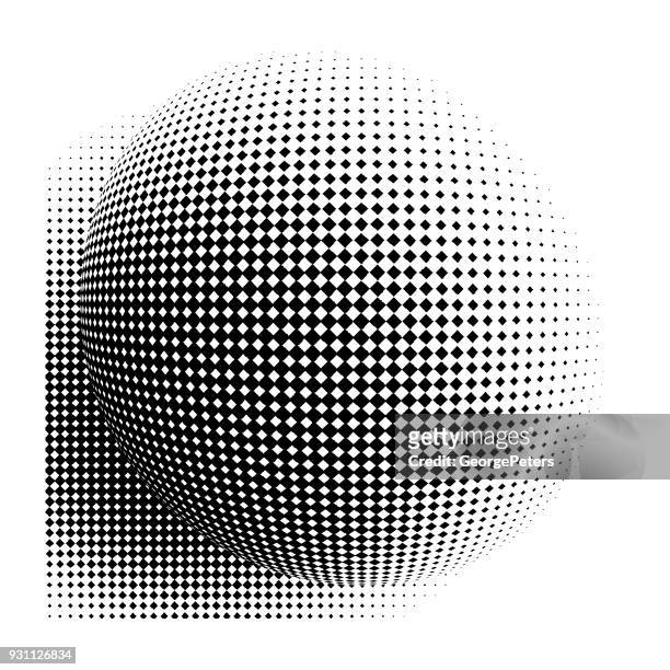 line art vector of a high key sphere with halftone pattern - gingham stock illustrations