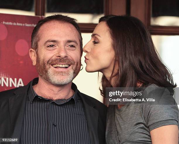 Director Luciano Melchionna and actress Ambra Angiolini attend "Ce N'e Per Tutti" photocall at Embassy Cinema on November 17, 2009 in Rome, Italy.