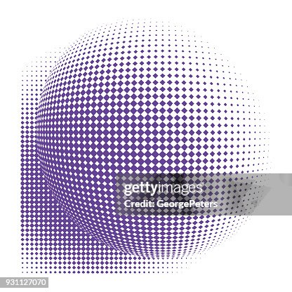 Line Art Vector Of A High Key Sphere With Halftone Pattern High-Res ...