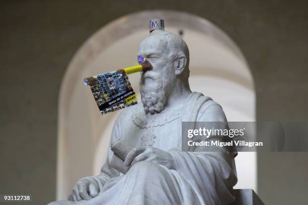 Mock nose has been put on the statue depicting Luitpold, Prince Regent of Bavaria, inside the Ludwig Maximilians univerity on November 17, 2009 in...