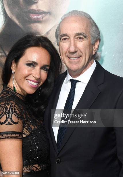 Nadine Barber and Gary Barber attend the premiere of Warner Bros. Pictures' "Tomb Raider" at TCL Chinese Theatre on March 12, 2018 in Hollywood,...