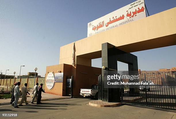 Iraqis arrive at Falluja General Hospital on November 12, 2009 in the city of Falluja west of Baghdad, Iraq. Birth defects have soared in Fallujah,...