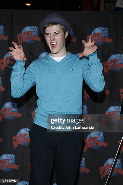 Lucas Grabeel visits Planet Hollywood on October 13, 2009 in New York City.