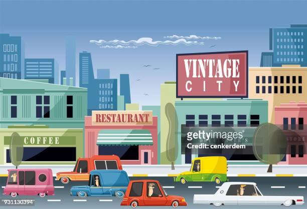 ビンテージの都市交通 - vintage restaurant点のイラスト素材／クリップアート素材／マンガ素材／アイコン素材