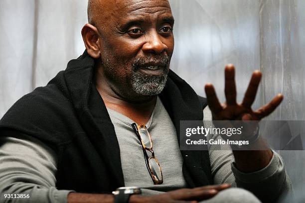 Chris Gardner is interview for the Rapport Newspaper at the Westin Grand, about how Nelson Mandela inspired him to get involved in South Africa,...