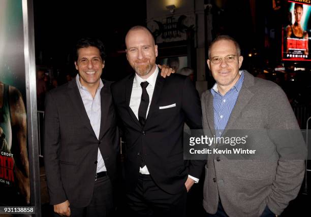 President of Metro-Goldwyn-Mayer Jonathan Glickman, Roar Uthaug, and Toby Emmerich, President and Chief Content Officer, Warner Bros. Pictures Group...