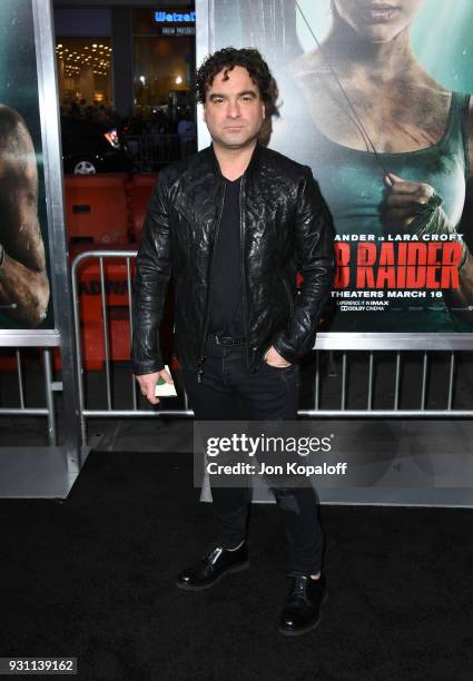 Johnny Galecki attends the premiere of Warner Bros. Pictures' "Tomb Raider" at TCL Chinese Theatre on March 12, 2018 in Hollywood, California.