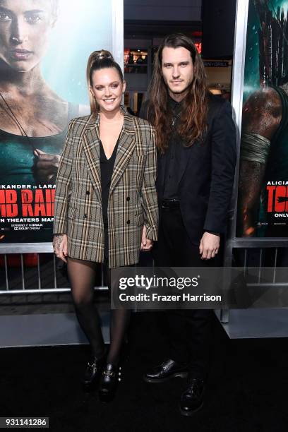Tove Lo and Charlie Twaddle attends the premiere of Warner Bros. Pictures' "Tomb Raider" at TCL Chinese Theatre on March 12, 2018 in Hollywood,...