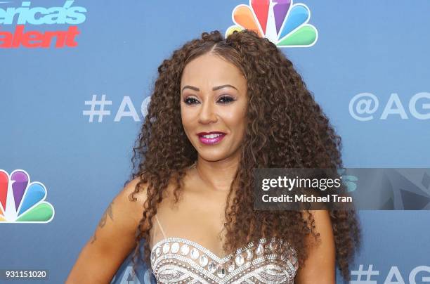 Melanie Brown arrives at "America's Got Talent" season 13 event held at Pasadena Civic Auditorium on March 12, 2018 in Pasadena, California.