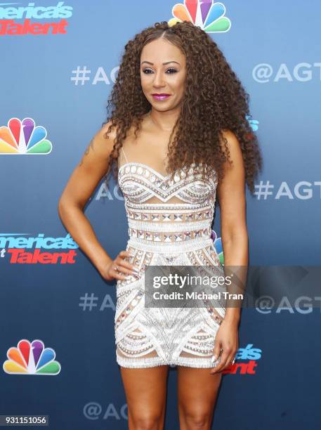 Melanie Brown arrives at "America's Got Talent" season 13 event held at Pasadena Civic Auditorium on March 12, 2018 in Pasadena, California.