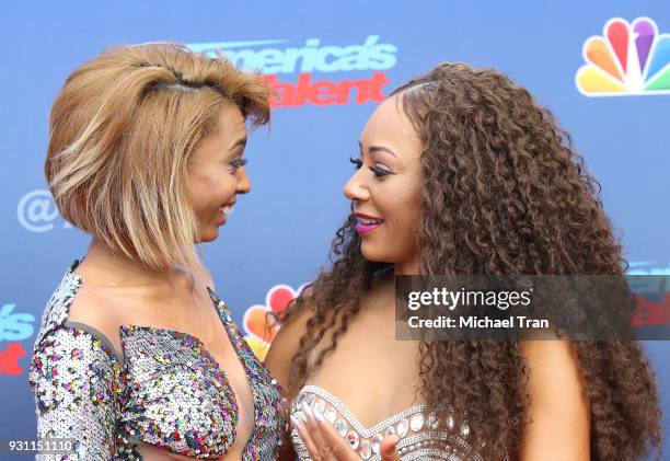 Melanie Brown and her daughter, Phoenix Chi Gulzar arrive at "America's Got Talent" season 13 event held at Pasadena Civic Auditorium on March 12,...