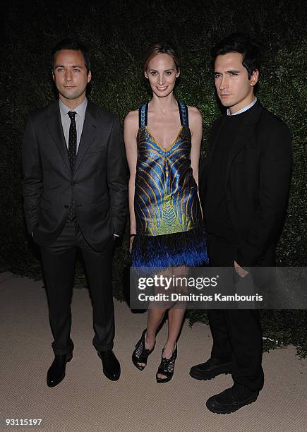 Designers Lazaro Hernandez and Jack McCollough of Proenza Schouler with Lauren Davis walk the red carpet at The CFDA/Vogue Fashion Fund Awards at...