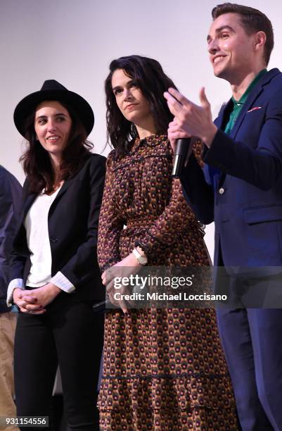 Producer Samantha Housman and actors Abbi Jacobson and Dave Franco take part in a Q&A following the "6 Balloons" premiere during the 2018 SXSW...