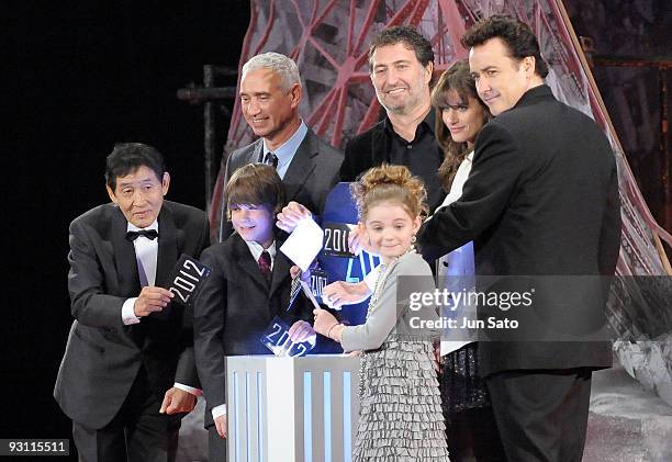 Comedian Kinichi Hagimoto, Director Roland Emmerich, Producer Harald Kloser, Actors Amanda Peet, John Cusack, Liam James and Morgan Lily attend...