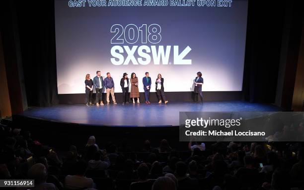 Cast and crew of "6 Balloons" take part in a Q&A following the premiere during the 2018 SXSW Conference and Festivals at ZACH Theatre at ZACH Theatre...