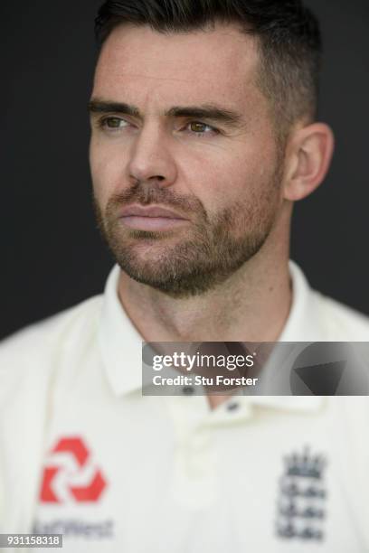 England player James Anderson pictured during England nets ahead of their first warm up match at Seddon Park on March 13, 2018 in Hamilton, New...